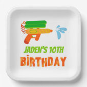 ウォーターガンバトルプールパーティーキッズサマー誕生日 ペーパープレート (正面)