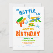 ウォーターガンバトルプールパーティーキッズサマー誕生日 招待状 (正面)