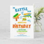 ウォーターガンバトルプールパーティーキッズサマー誕生日 招待状 (スタンド正面)