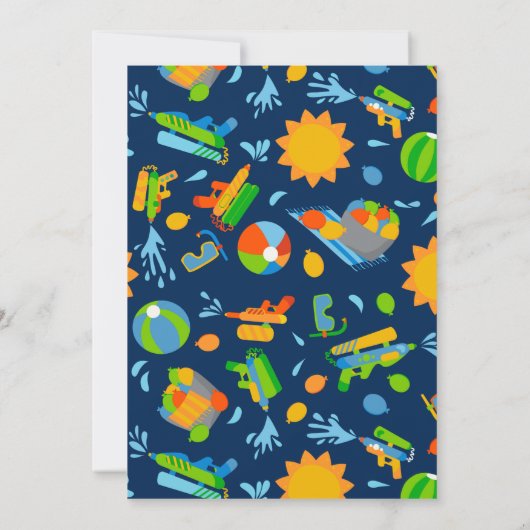 ウォーターガンバトルプールパーティーキッズサマー誕生日 招待状 (裏面)