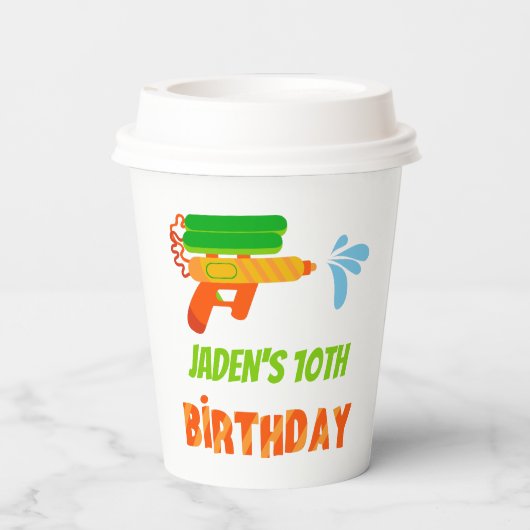 ウォーターガンバトルプールパーティーキッズサマー誕生日 紙コップ (裏面)