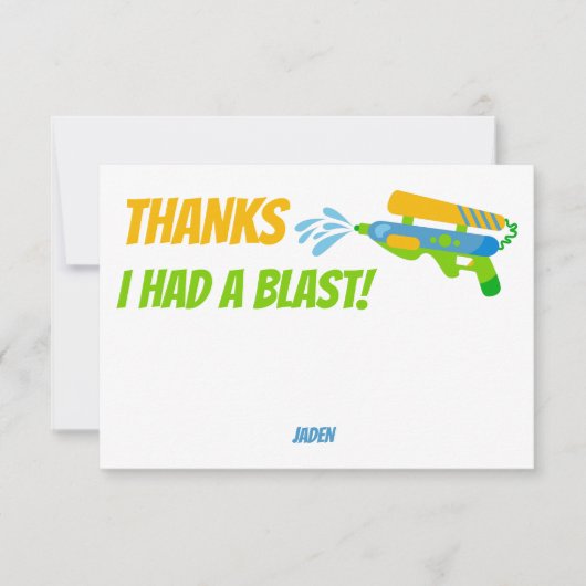 ウォーターガンバトル プールパーティー キッズ サマー バースデー サンキューカード (正面)