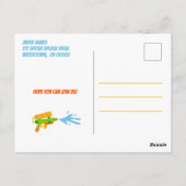 ウォーターガンバトル プールパーティー 子供 夏の誕生日 ポストカード (裏面)