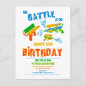 ウォーターガンバトル プールパーティー 子供 夏の誕生日 ポストカード (正面)