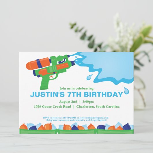 ウォーターガンパーティの招待状 招待状 (スタンド正面)