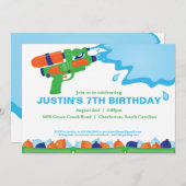 ウォーターガンパーティの招待状 招待状 (正面/裏面)