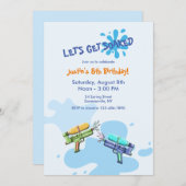 ウォーターガンパーティーの招待状 招待状 (正面/裏面)