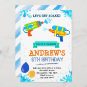 ウォーターガンプール誕生日テーマ招待 招待状 (正面/裏面)