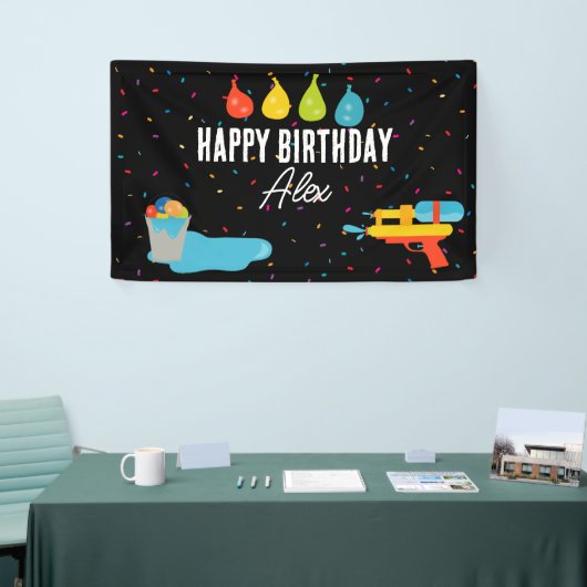 ウォーターガン&バルーン夏の子供の誕生日パーティー 横断幕 (トレードショー)