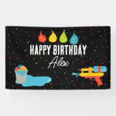 ウォーターガン&バルーン夏の子供の誕生日パーティー 横断幕 (横)
