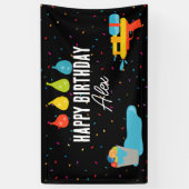 ウォーターガン&バルーン夏の子供の誕生日パーティー 横断幕 (縦)