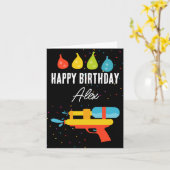 ウォーターガン&バルーン夏の誕生日パーティー カード (黄色い花)