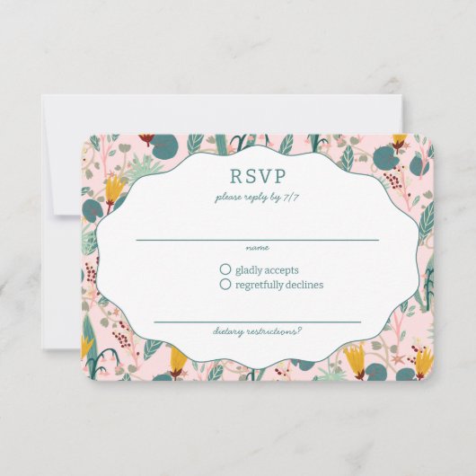 ウォーターガーデン フラワーブライダルシャワー かわいい カスタム 出欠カード (正面)