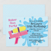 ウォーターガールの誕生日パーティー招待状 招待状 (正面/裏面)