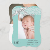 ウォーターグリーンレース生誕通知カード (正面/裏面)