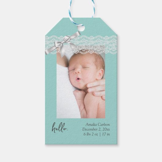 ウォーターグリーンレース誕生のお知らせ ギフトタグ (正面)