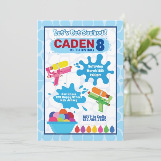 ウォーターゲーム誕生日招待状 招待状 (スタンド正面)