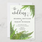 ウォーターコルフローラグリーン葉ファーン結婚ズ 招待状 (正面)