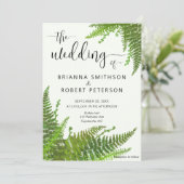 ウォーターコルフローラグリーン葉ファーン結婚ズ 招待状 (スタンド正面)