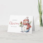 ウォーターコル雪だるまメリークリスマスホリデモダンィ カード (正面)