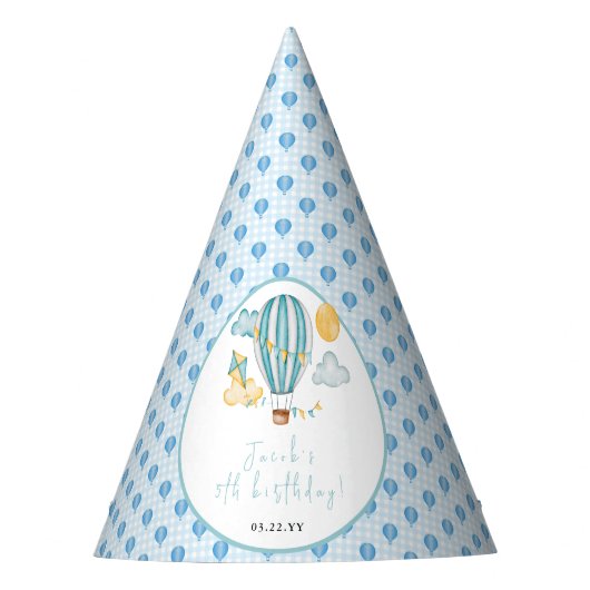 ウォーターコロホットエアバルーンキッド5thバースデーパーティー パーティーハット (正面)