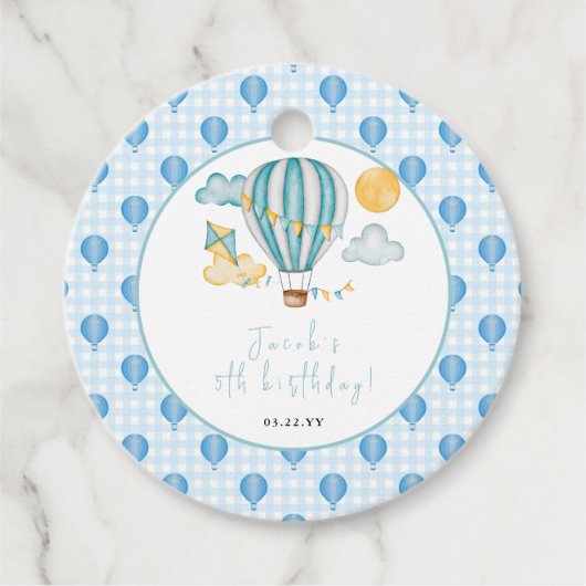 ウォーターコロホットエアバルーンキッド5thバースデーパーティー フェイバータグ (正面)