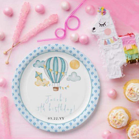ウォーターコロホットエアバルーンキッド5thバースデーパーティー ペーパープレート (パーティー)