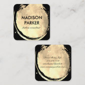 ウォーターコンテンポラリーカラー金ゴールドブラシ スクエア名刺 (正面/裏面)