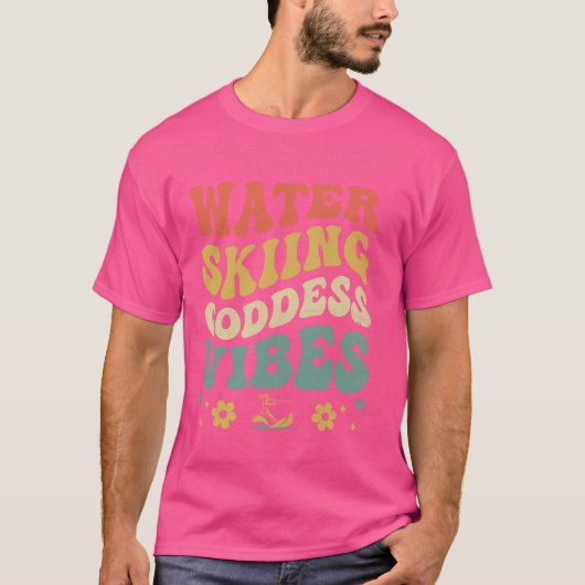 ウォータースキおもしろいースキーガールスキーエクールアサーフェスWa Tシャツ (正面)