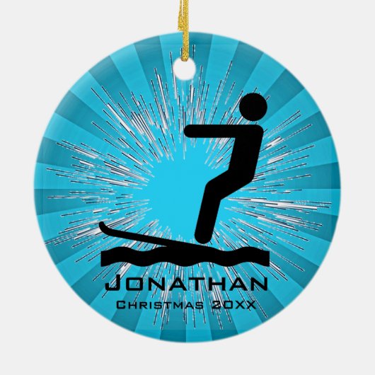 ウォータースキパーソナライズされたーオーナメント セラミックオーナメント (裏面)