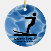 ウォータースキパーソナライズされたーオーナメント セラミックオーナメント (裏面)