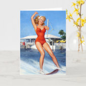 ウォータースキーをピン立て カード (黄色い花)