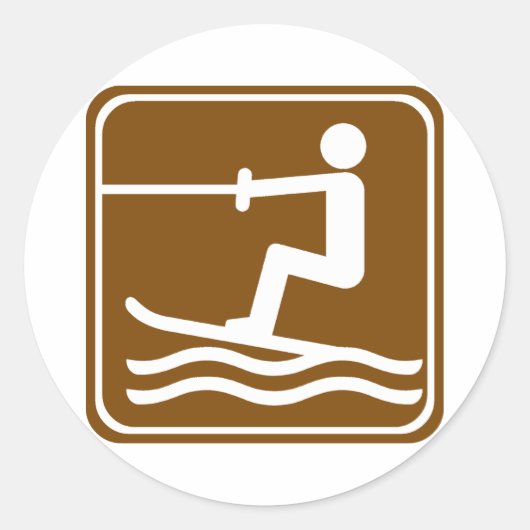 ウォータースキーハイウェイサイン ラウンドシール (正面)