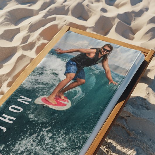 ウォータースキーブルーウェーブビーチ夏名前をカスタムする ビーチタオル