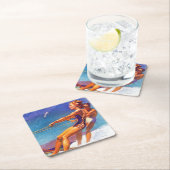 ウォータースキーヤーバイマックレランドバークレイ スクエアペーパーコースター (インサイチュ)