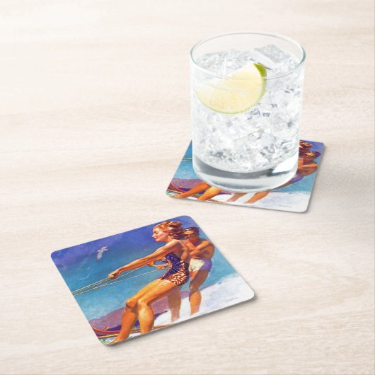 ウォータースキーヤーバイマックレランドバークレイ スクエアペーパーコースター (インサイチュ)