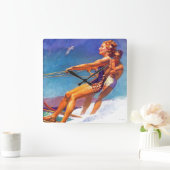 ウォータースキーヤーバイマックレランドバークレイ スクエア壁時計 (ホーム)