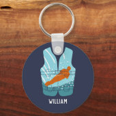 ウォータースキーライフジャケットグラフィックパーソナライズされた キーホルダー (正面)