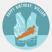 ウォータースキーライフジャケットグラフィックパーソナライズされた ラウンドシール (正面)