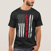 ウォータースキー米国アメリカ国旗のスポーツスキーファン Tシャツ (正面)