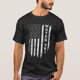 ウォータースキ動揺してー – アメリカ国旗のスキーパトリオ Tシャツ