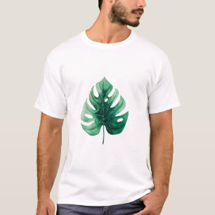 ウォータースタイリッシュカラーグリーンモンステライラストレーション Tシャツ