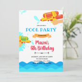 ウォータースプールウォータースライド誕生日の招待状 招待状 (スタンド正面)