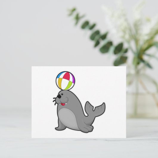 ウォータースポーツで水球を使用してシール ポストカード (スタンド正面)