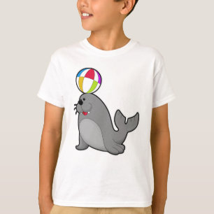 ウォータースポーツで水球を使用してシール Tシャツ