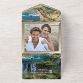 ウォータースポーツのアクティビティすべてを1つの結婚式の招待 オールインワン招待状 (外側)