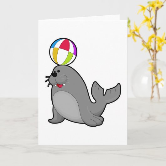 ウォータースポーツの水球でアザラシ カード (黄色い花)