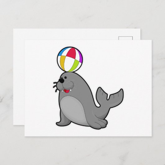 ウォータースポーツの水球でアザラシ ポストカード (正面/裏面)