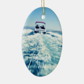 ウォータースポーツパーソナライズされたスピードボート写真オーバル セラミックオーナメント (右)