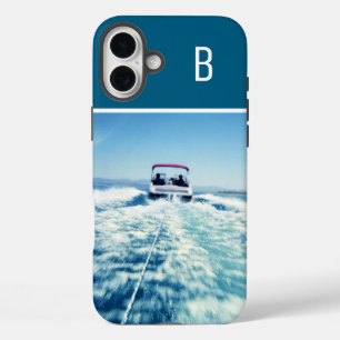 ウォータースポーツ縦型フォトモノグラムの海ブルー iPhone 16 PLUSケース